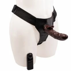 Hot Sale ❤️ Bondara&Sex Ultrasex Dark Tone Unisex Hollow Vibrating Strap-On ? 7 Inch ⭐
