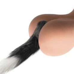 Cheap 🔔 Kinky Tails Vixen Grey Faux Fur Stainless Steel Tail Butt Plug 😀 -Sex Toys Sale unnamed file 253